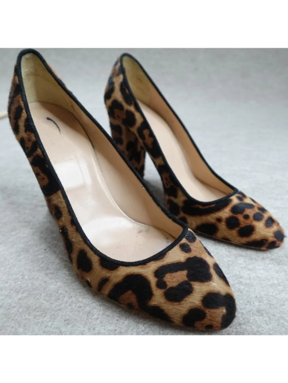 J.Crew Collection Womens Heels 8 Black Cheetah Print Hair On Hide Italy Etta
